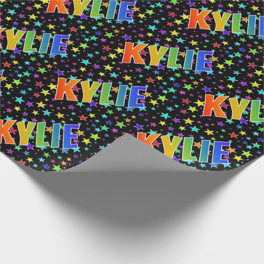 Rainbow Vorname "KYLIE" + Sterne Geschenkpapier (Ecke)