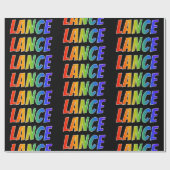 Rainbow Vorname "LANCE"; Fun & Colorful Geschenkpapier (Flach)