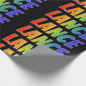 Rainbow Vorname "LANCE"; Fun & Colorful Geschenkpapier (Ecke)