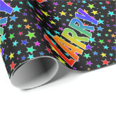 Rainbow Vorname "LARRY" + Sterne Geschenkpapier (Rolleneckpunkt)