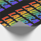 Rainbow Vorname "LAURA"; Fun & Colorful Geschenkpapier (Ecke)