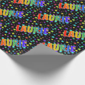 Rainbow Vorname "LAURIE" + Sterne Geschenkpapier (Ecke)
