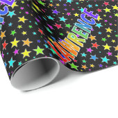 Rainbow Vorname "LAWRENCE" + Sterne Geschenkpapier (Rolleneckpunkt)