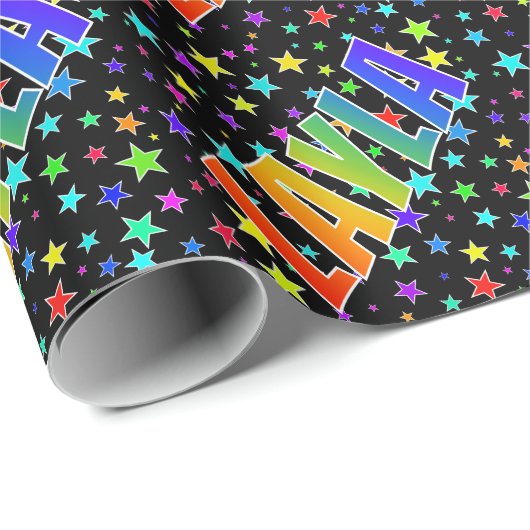 Rainbow Vorname "LAYLA" + Sterne Geschenkpapier (Rolleneckpunkt)