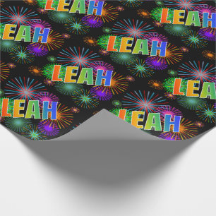 Rainbow Vorname "LEAH" + Feuerwerk Geschenkpapier