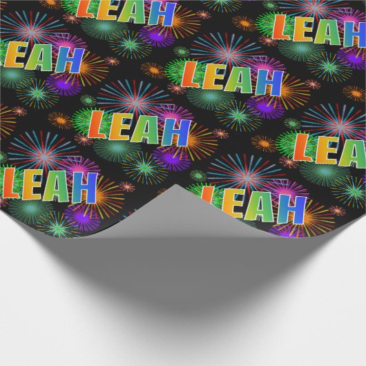 Rainbow Vorname "LEAH" + Feuerwerk Geschenkpapier (Ecke)