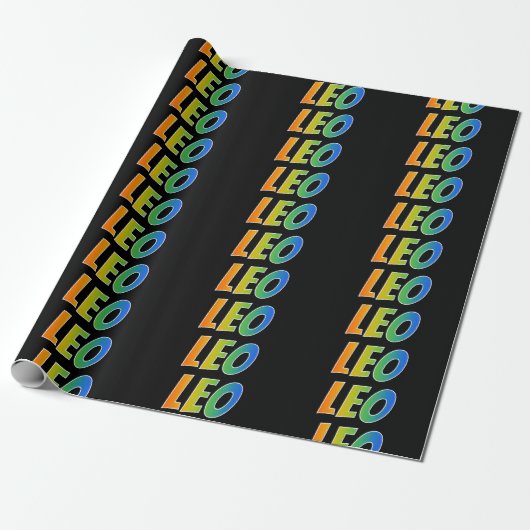 Rainbow Vorname "LEO"; Fun & Colorful Geschenkpapier (Ungerollt)