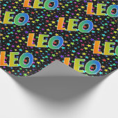 Rainbow Vorname "LEO" + Sterne Geschenkpapier (Ecke)