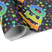 Rainbow Vorname "LEO" + Sterne Geschenkpapier (Rolleneckpunkt)