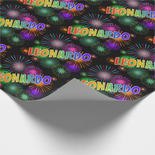 Rainbow Vorname "LEONARDO" + Feuerwerk Geschenkpapier