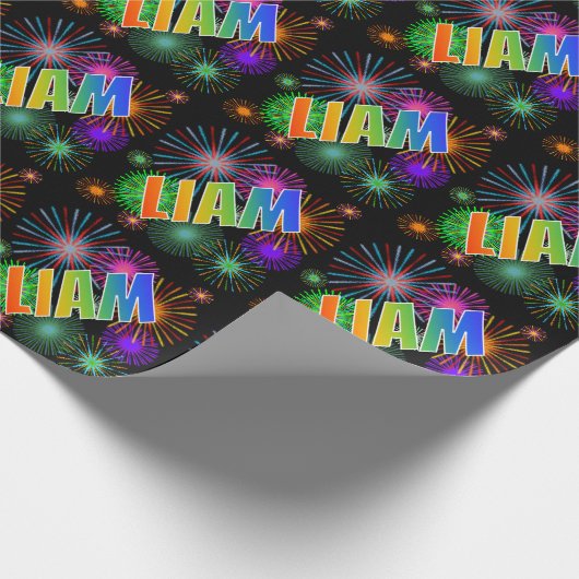 Rainbow Vorname "LIAM" + Feuerwerk Geschenkpapier (Ecke)