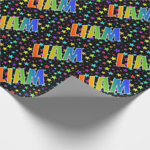 Rainbow Vorname "LIAM" + Sterne Geschenkpapier