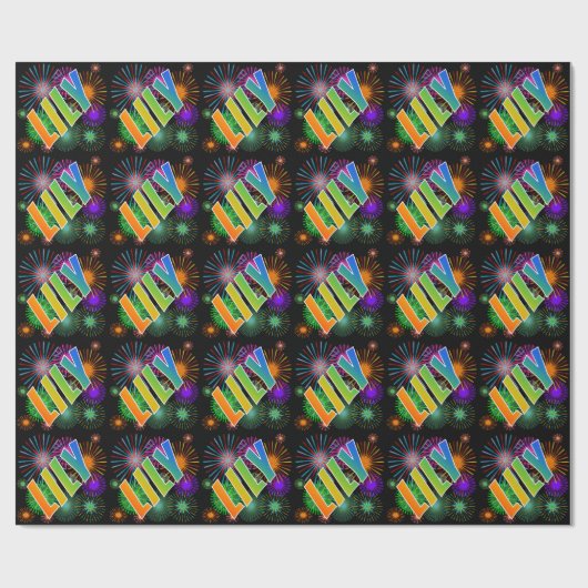 Rainbow Vorname "LILY" + Feuerwerk Geschenkpapier (Flach)