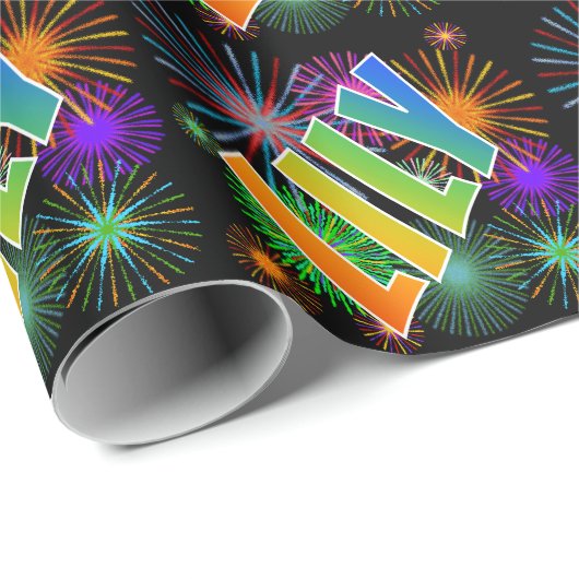Rainbow Vorname "LILY" + Feuerwerk Geschenkpapier (Rolleneckpunkt)