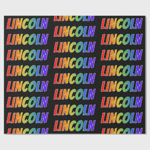 Rainbow Vorname "LINCOLN"; Fun & Colorful Geschenkpapier