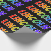 Rainbow Vorname "LINCOLN"; Fun & Colorful Geschenkpapier (Ecke)