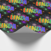 Rainbow Vorname "LINDA" + Feuerwerk Geschenkpapier (Ecke)