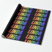Rainbow Vorname "LINDA"; Spaß und Farben Geschenkpapier (Ungerollt)