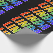 Rainbow Vorname "LINDA"; Spaß und Farben Geschenkpapier (Ecke)