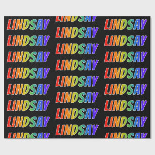 Rainbow Vorname "LINDSAY"; Fun & Colorful Geschenkpapier