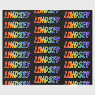 Rainbow Vorname "LINDSEY"; Fun & Colorful Geschenkpapier