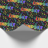 Rainbow Vorname "LINDSEY" + Sterne Geschenkpapier (Ecke)