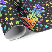 Rainbow Vorname "LINDSEY" + Sterne Geschenkpapier (Rolleneckpunkt)