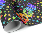 Rainbow Vorname "LOGAN" + Sterne Geschenkpapier (Rolleneckpunkt)