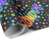 Rainbow Vorname "LONDON" + Sterne Geschenkpapier (Rolleneckpunkt)