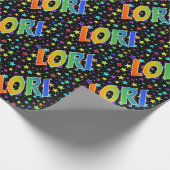Rainbow Vorname "LORI" + Sterne Geschenkpapier (Ecke)