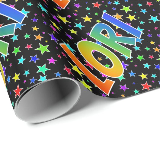 Rainbow Vorname "LORI" + Sterne Geschenkpapier (Rolleneckpunkt)