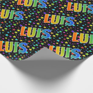 Rainbow Vorname "LUIS" + Sterne Geschenkpapier