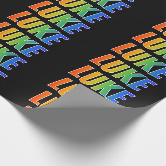Rainbow Vorname "LUKE"; Spaß und Farben Geschenkpapier (Ecke)