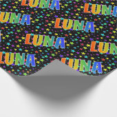 Rainbow Vorname "LUNA" + Sterne Geschenkpapier (Ecke)