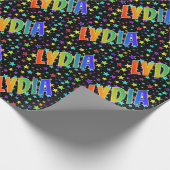 Rainbow Vorname "LYDIA" + Sterne Geschenkpapier (Ecke)