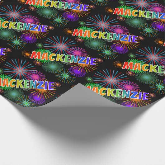 Rainbow Vorname "MACKENZIE" + Fireworks Geschenkpapier (Ecke)