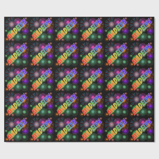 Rainbow Vorname "MADELYN" + Feuerwerk Geschenkpapier (Flach)