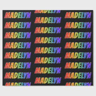 Rainbow Vorname "MADELYN"; Fun & Colorful Geschenkpapier