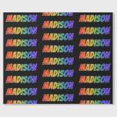 Rainbow Vorname "MADISON"; Fun & Colorful Geschenkpapier (Flach)