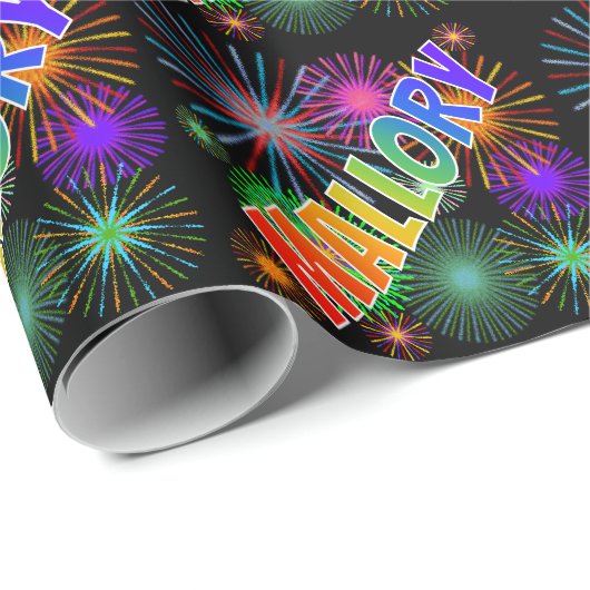 Rainbow Vorname "MALLORY" + Feuerwerk Geschenkpapier (Rolleneckpunkt)