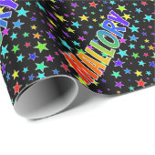 Rainbow Vorname "MALLORY" + Sterne Geschenkpapier (Rolleneckpunkt)