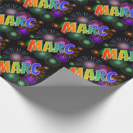 Rainbow Vorname "MARC" + Feuerwerk Geschenkpapier (Ecke)