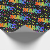 Rainbow Vorname "MARC" + Sterne Geschenkpapier (Ecke)