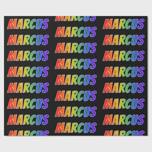 Rainbow Vorname "MARCUS"; Fun & Colorful Geschenkpapier (Flach)