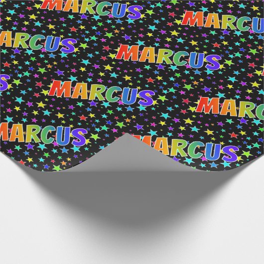 Rainbow Vorname "MARCUS" + Sterne Geschenkpapier (Ecke)