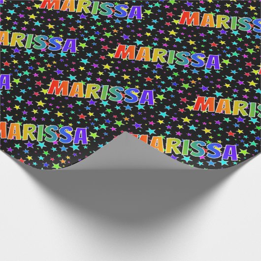 Rainbow Vorname "MARISSA" + Sterne Geschenkpapier (Ecke)