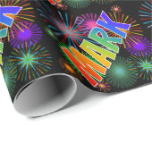 Rainbow Vorname "MARK" + Feuerwerk Geschenkpapier (Rolleneckpunkt)