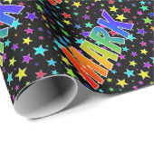 Rainbow Vorname "MARK" + Sterne Geschenkpapier (Rolleneckpunkt)