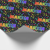 Rainbow Vorname "MARTIN" + Sterne Geschenkpapier (Ecke)