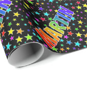Rainbow Vorname "MARTIN" + Sterne Geschenkpapier (Rolleneckpunkt)